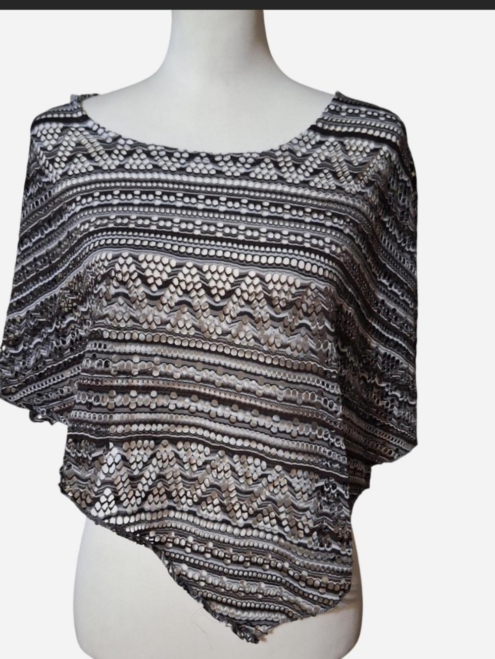 Energe Womens S Open Knit Poncho Cape Y2K 90s Boho Festival Lightweight Indie